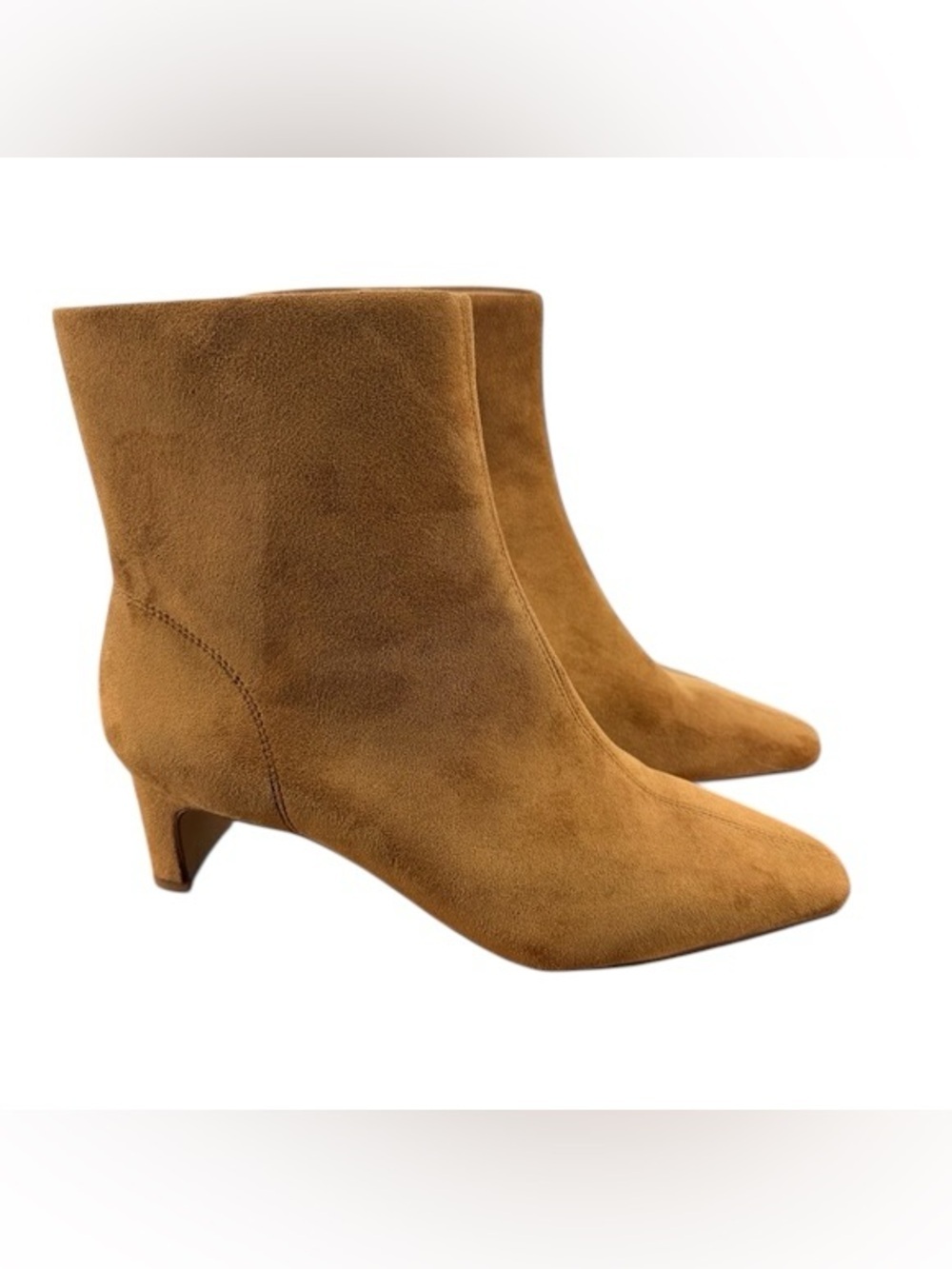 JCrew Sueded snip-toe booties tan warm brandy sz 6 kitten heel faux suede